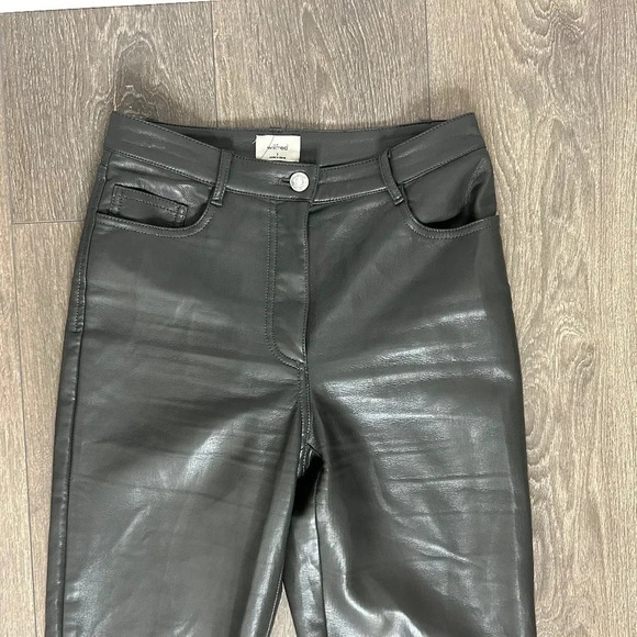 Aritzia Wilfred Melina Pant High waist Straight Leg Gray Faux  Leather Size 0 - Picture 5 of 11